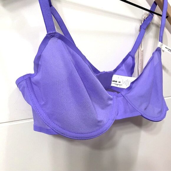 NWT Aerie Smoothez Purple Unlined Sheer Mesh Balconette Underwire Bra 36C - Picture 4 of 10